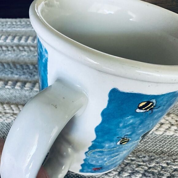Vintage Y2K cottagecore oversized bumble bee ladybug floral coffee mug planter - Picture 5 of 8